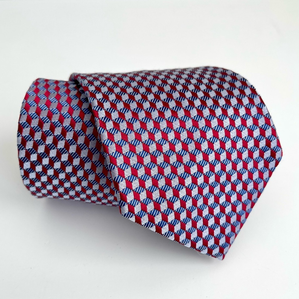 Ermenegildo Zegna | Men’s 100% Silk Tie in Geometric Print 57.5 in x 3.5 in